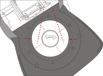 Sur le Programat P510, par exemple, la caméra infrarouge est située à l'arrière du four près du mécanisme d'ouverture de la tête, derrière le couvercle. 